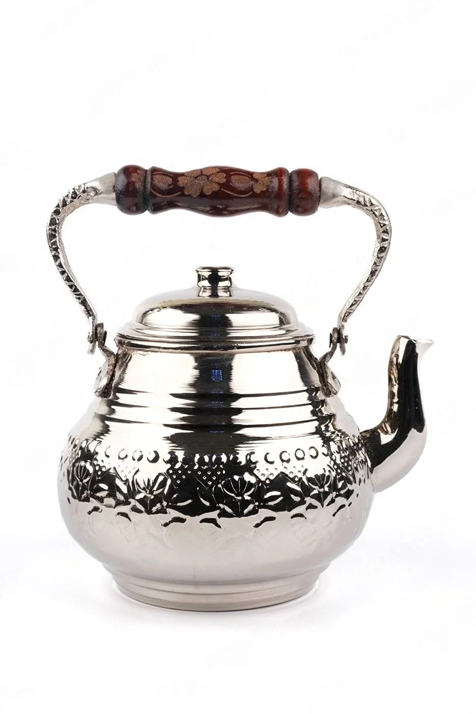 Bakır Tek Alt Çaydanlık 1 lt Gümüş Renk