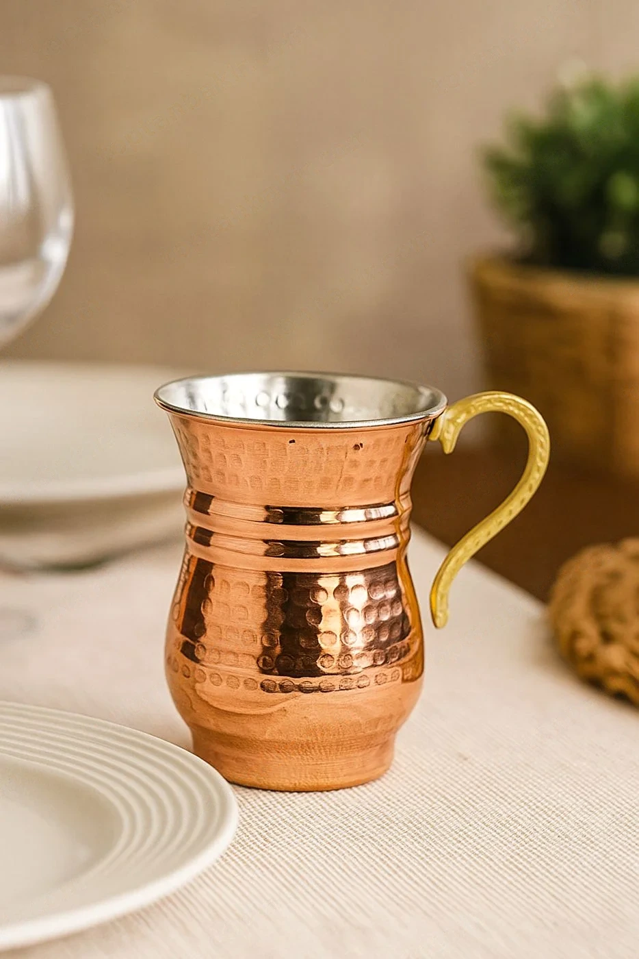 Bakır Kordonlu Ayran Bardağı 4'lü
