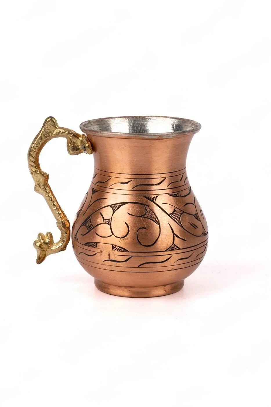 Germanicia Klasik Desenli Oyma Bakır Ayran Bardağı/maşrapa