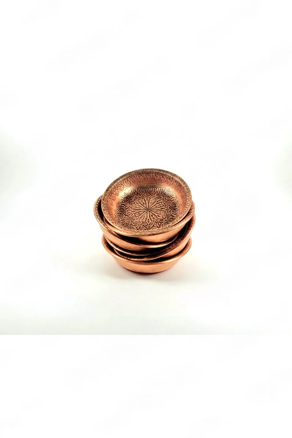 Bakır Baskılı Eskitme Çerezlik Tabak 6'lı, 11 CM Ağız Çapı, 0.70 mm Kalınlık,(Ad. 85 Gr, Top.500 gr)