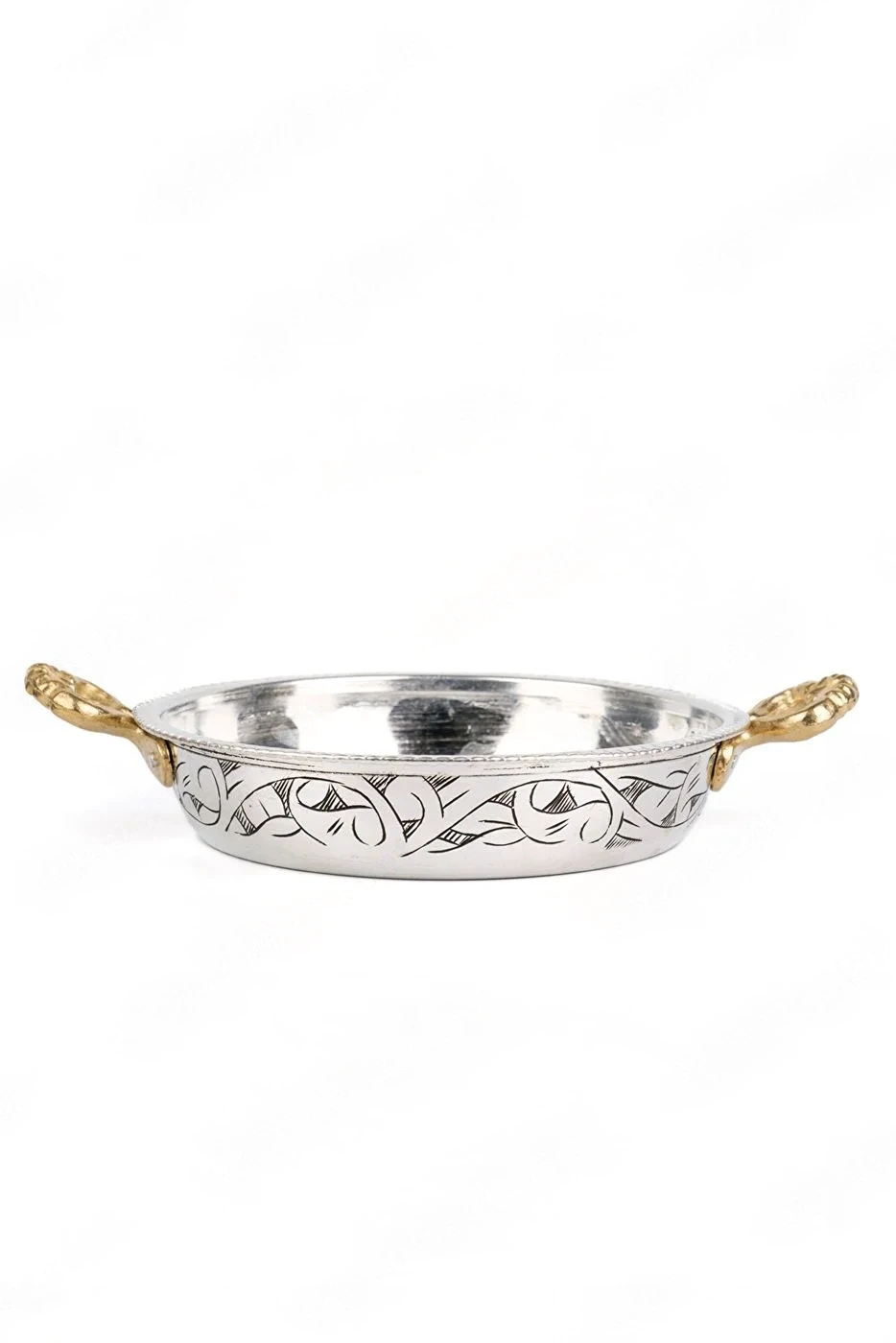 Bakır Oyma/eskitme Tava/sahan 17 Cm