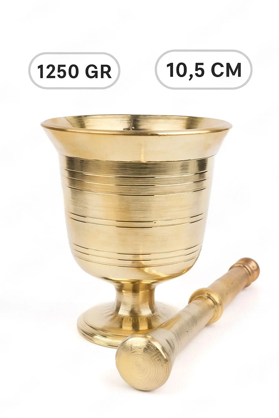 Pirinç Havan 3 No, Ağırlık 1200 Gr,ağız 9.5 Cm,boy 10.5 Cm,derinlik 7.5 Cm